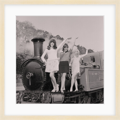 Show-girls on steam train by Manx Press Pictures