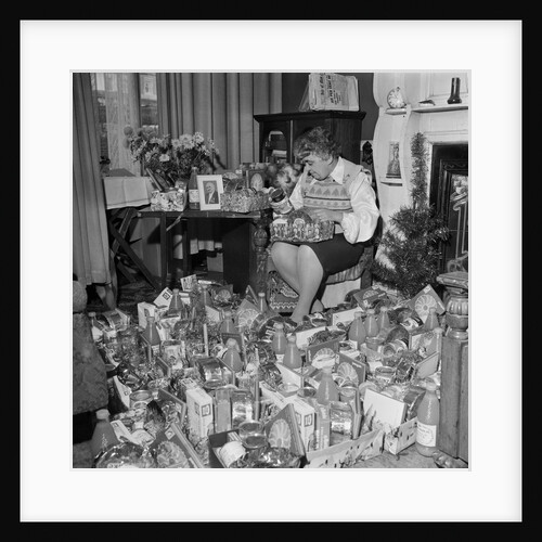 Woman with Christmas hampers, Isle of Man by Manx Press Pictures