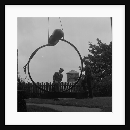 Installation of 'The Watcher' sculpture outside the Manx Museum by Manx Press Pictures