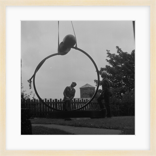 Installation of 'The Watcher' sculpture outside the Manx Museum by Manx Press Pictures
