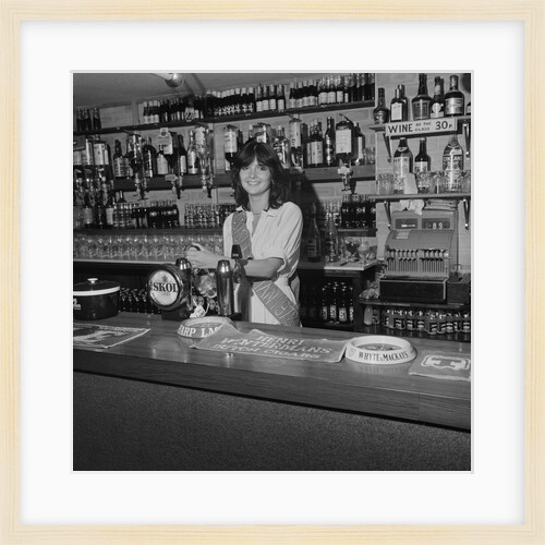 Miss Isle of Man behind the bar by Manx Press Pictures