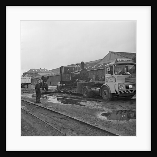 Railway engine on low loader, Isle of Man by Manx Press Pictures