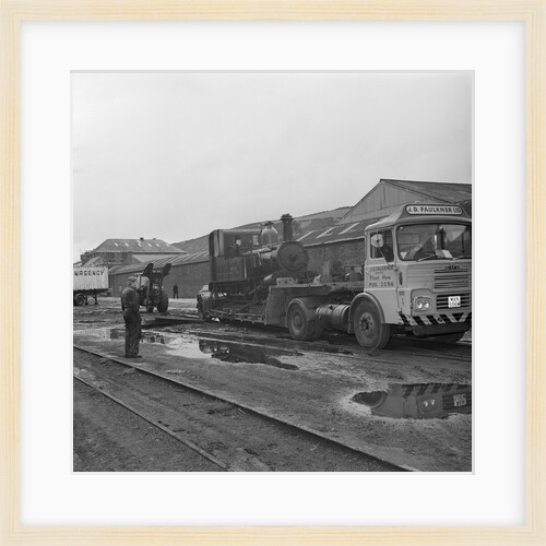 Railway engine on low loader, Isle of Man by Manx Press Pictures