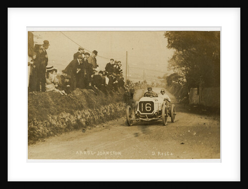 D. Resta in an Arrol-Johnston, 1908 Tourist Trophy motorcar race by Anonymous