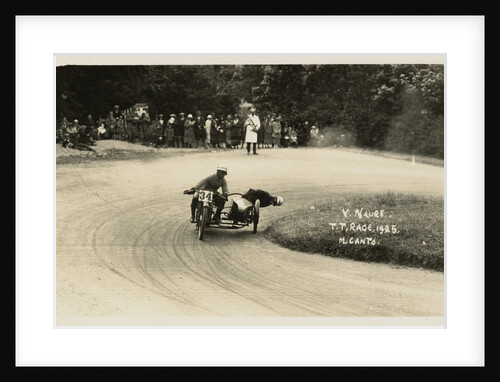 V. Naure and M. Canto aboard sidecar outfit number 34, 1925 Sidecar TT (Tourist Trophy) by Thomas Horsfell Midwood