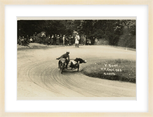 V. Naure and M. Canto aboard sidecar outfit number 34, 1925 Sidecar TT (Tourist Trophy) by Thomas Horsfell Midwood