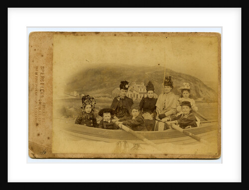 Members of the Harrison family pictured as if in rowing boat by Spence Lees