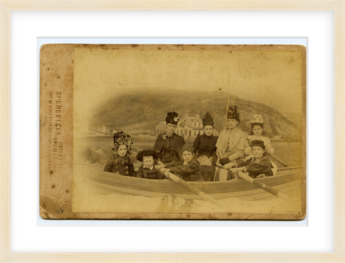 Members of the Harrison family pictured as if in rowing boat by Spence Lees