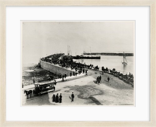 Covered horse tram and carriages on Douglas promenade by Abel Lewis