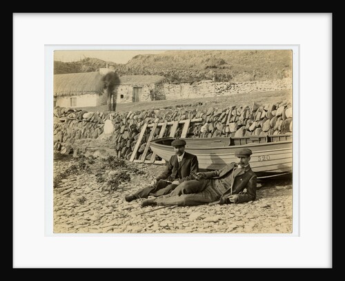 Two gentlemen on the beach at Niarbyl by James Hatfield
