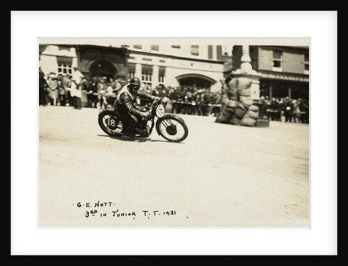 G.E. Nott riding machine number 18, 1931 Junior TT (Tourist Trophy) by Thomas Horsfell Midwood