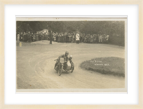 F.W. Dixon aboard sidecar outfit number 55, 1923 TT (Tourist Trophy) by Thomas Horsfell Midwood