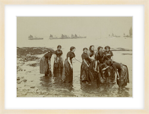 Women employed herring processing or 'fish girls' captured washing down their aprons, Port St Mary by Vere Lawrence Swales