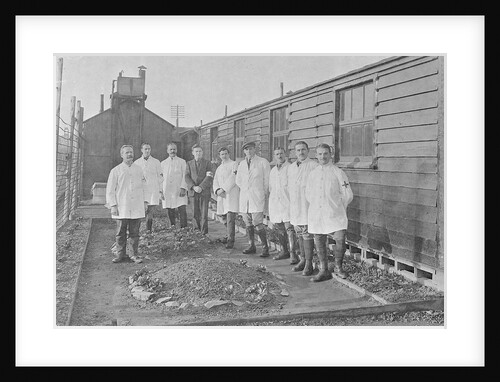 First World War Internees in front of an Internment Hut (Medical/ Hospital Staff), Camp 2, Knockaloe Camp, Isle of Man by Unknown