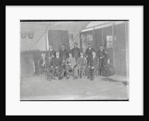 First World War Internee Orchestra inside internment hut, Douglas or Knockaloe by Anonymous