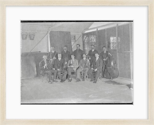 First World War Internee Orchestra inside internment hut, Douglas or Knockaloe by Anonymous