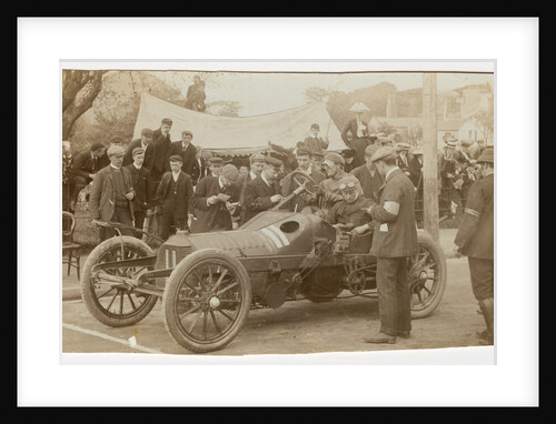 Hon. Charles Rolls in his Wolseley motorcar at Ramsey Control, Queens Pier Road, Ramsey, 1905 Gordon Bennett Trials by Anonymous