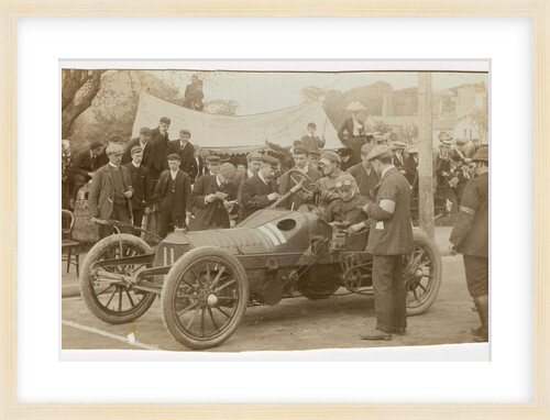 Hon. Charles Rolls in his Wolseley motorcar at Ramsey Control, Queens Pier Road, Ramsey, 1905 Gordon Bennett Trials by Anonymous