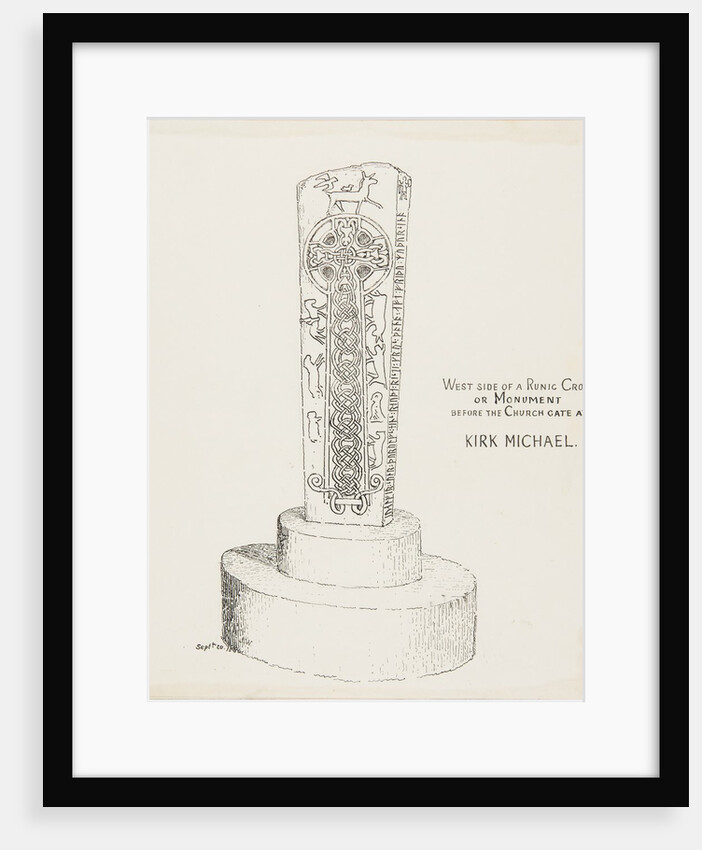 West Side of a Runic Cross or Monument before the Church Gate at Kirk Michael by J. W.