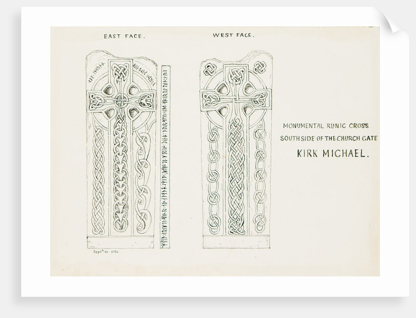 Monumental Runic Cross South side of the Church Gate, Kirk Michael by J. W.