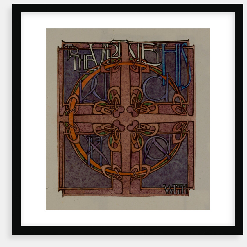 To the virtue of his Crucifixion with, The Deer's Cry (St Patrick's Hymn) by Archibald Knox