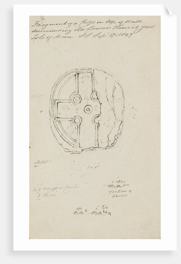 Fragment of a cross on top of wall surrounding Old Lonan Church Yard, Isle of Man by S. Staples