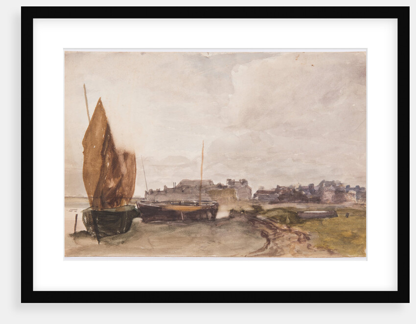Boats hauled upon beach by John Miller Nicholson