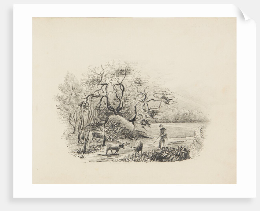 Farmer with cattle by Unknown