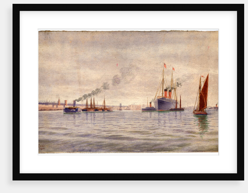 Cunard Steamer on River Mersey by Robert Evans Creer