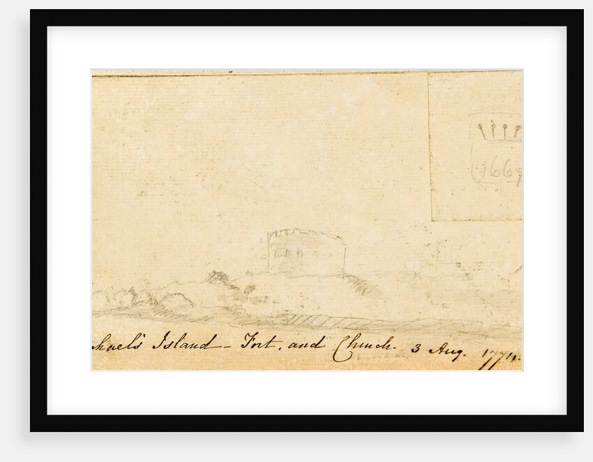 Pencil Drawing of 'St Michael's Island - Fort and Church' by Unknown