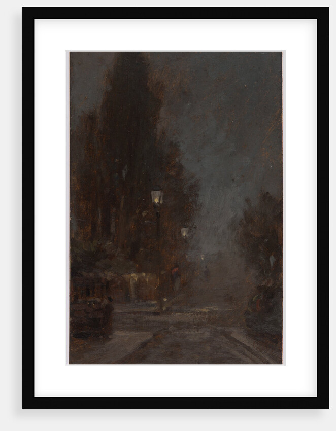 Urban street at night by John Miller Nicholson
