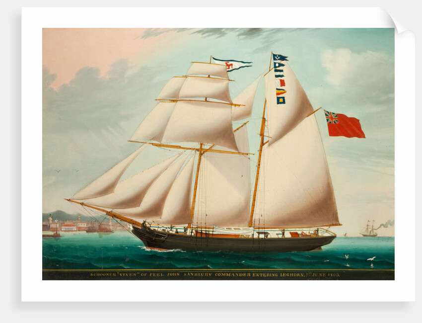 Schooner 'Vixen' entering Leghorn in 1863 under the command of John Sansbury by Anonymous