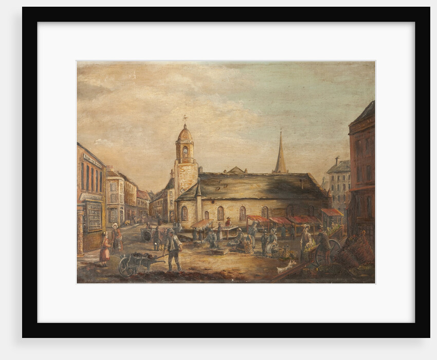 Old St Matthew's Church with Market Stalls by Anonymous