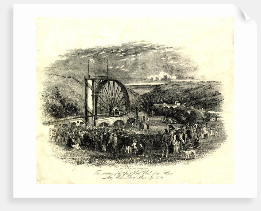 The starting of the Great Wheel at the Mines, Laxey Glen Sept 1854 by Unknown