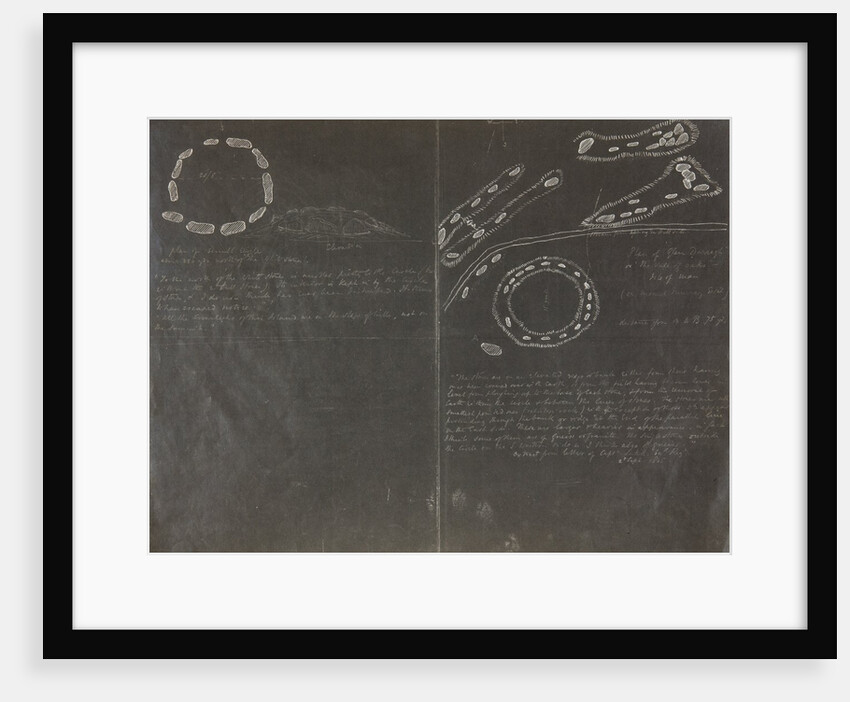 Plan of 'Glen Darragh' or 'the vale of oaks' Isle of Man and unnamed circle of white stones by Lukis