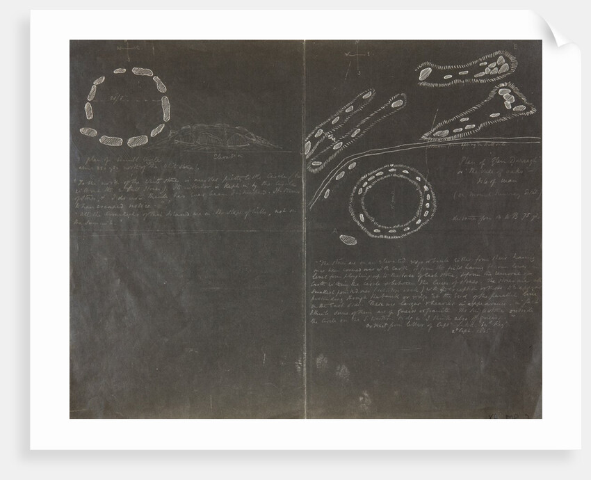 Plan of 'Glen Darragh' or 'the vale of oaks' Isle of Man and unnamed circle of white stones by Lukis