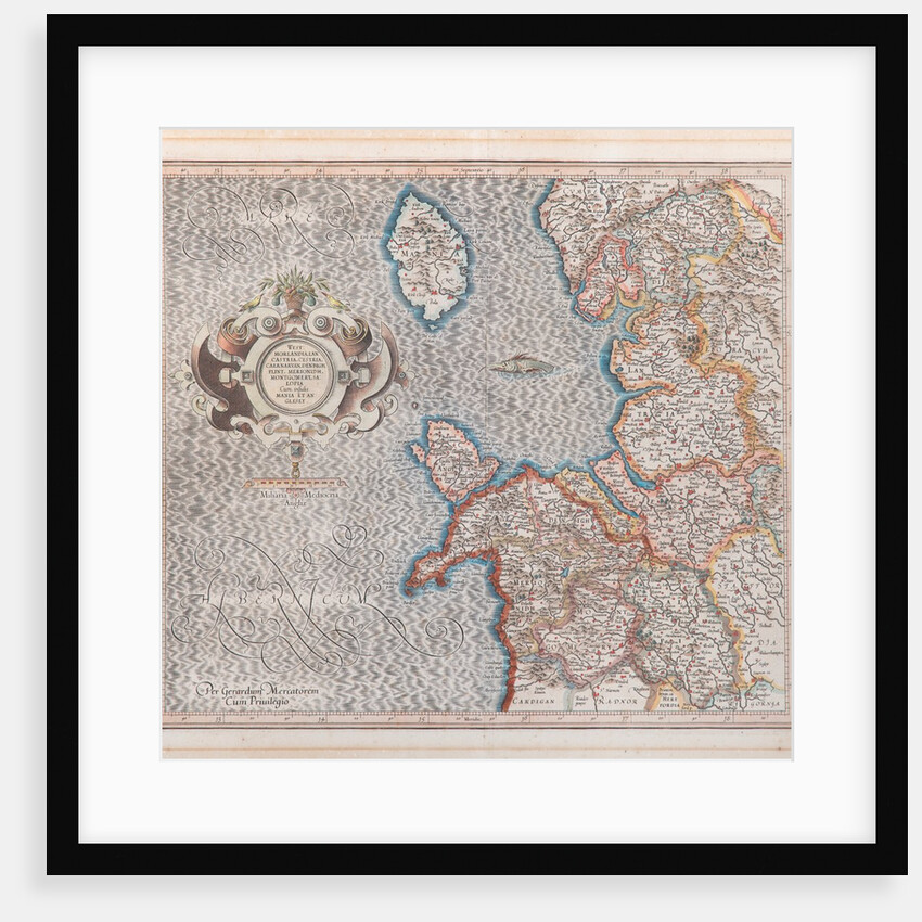 Westmorlandia, Lancastria, Cestria, Caernarvan, Denbigh, Flint, Merionidh, Montgomery, Salopia cum Insulis Mania et Anglesey by GerardusMercator