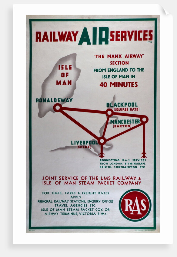 Railway Air Services the Manx Airway Section From England to Isle of Man in 40 minutes by Railway Air Services Ltd.