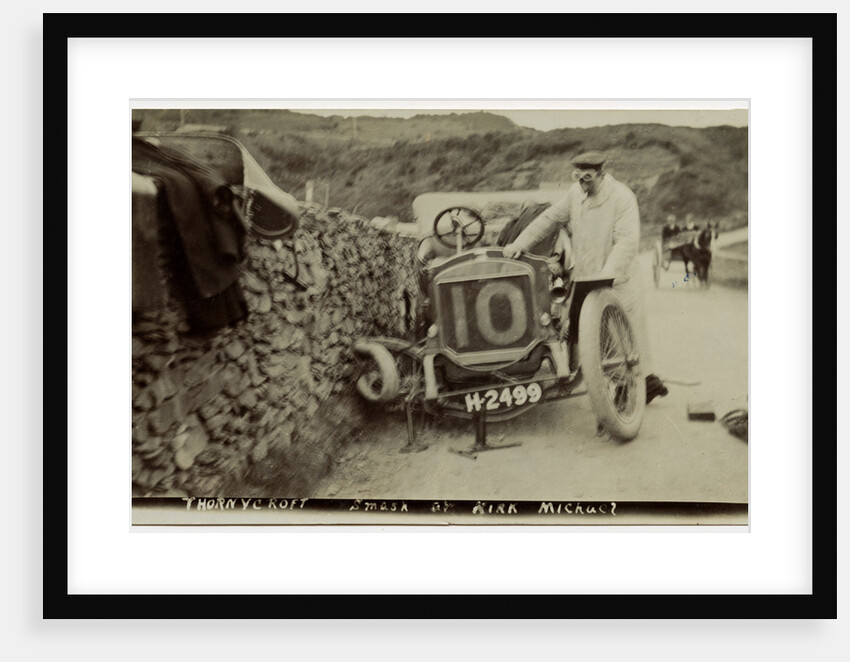 Tom Thornycroft, smash at Kirk Michael, 1907 Tourist Trophy motorcar race by Anonymous