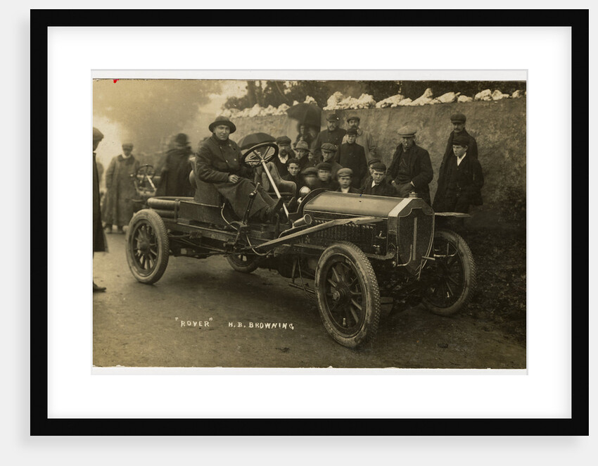 H.B. Browning in a Rover, 1908 Tourist Trophy motorcar race by Anonymous
