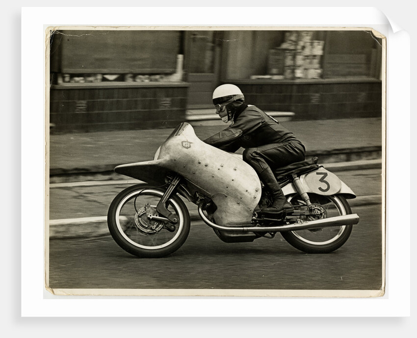 Werner Haas riding NSU number 3, 1954 125 or 250cc TT (Tourist Trophy) by T.M. Badger