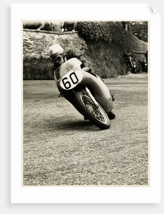 Eric Hinton, TT (Tourist Trophy) rider, riding 500cc Norton (number 60) by T.M. Badger