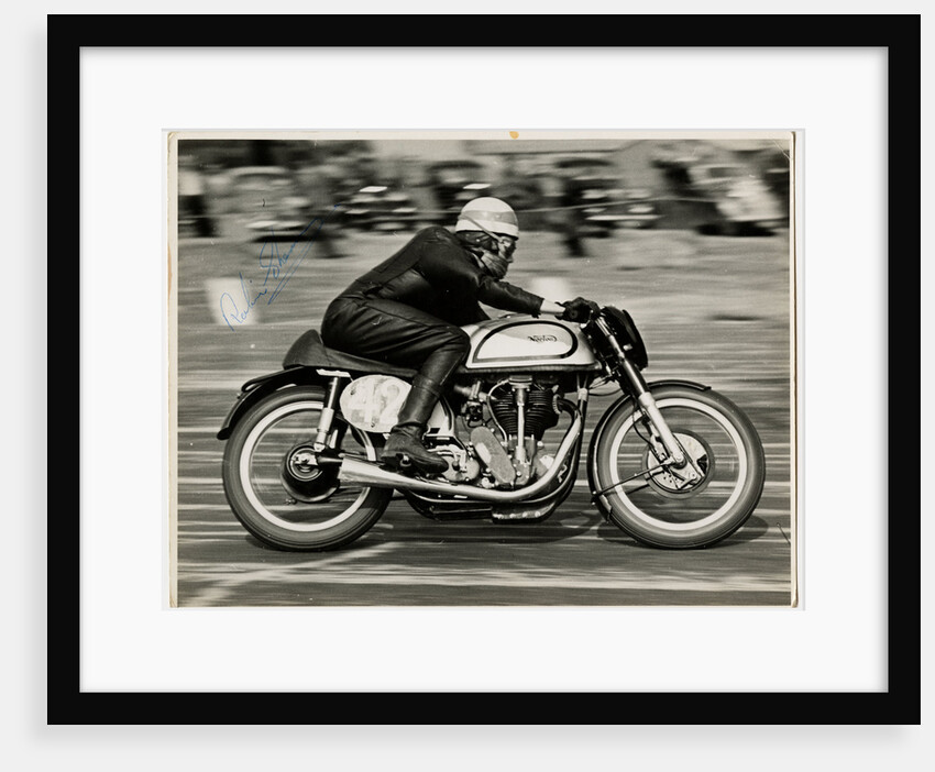 Robin Sherry, TT (Tourist Trophy) rider riding Norton (number 42) at Boreham track, Essex by T.M. Badger
