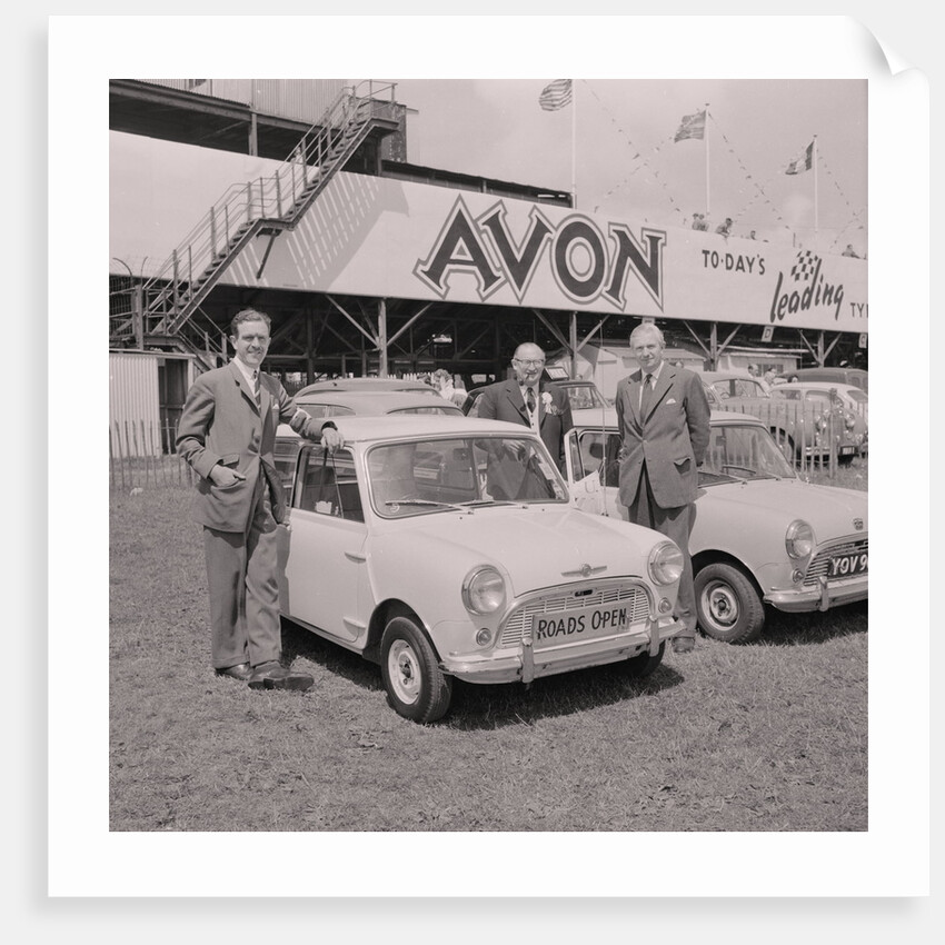 Lieutenant Governor, Sir Ronald Herbert Garvey, with 'roads open' mini motorcar by Manx Press Pictures