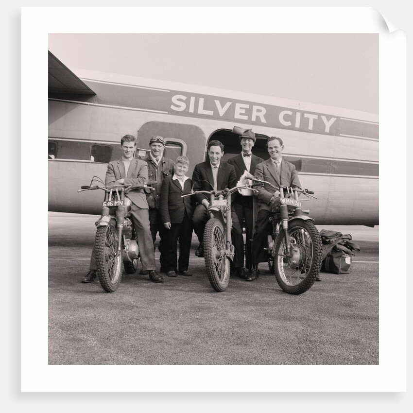 Scottish six day motorcycle trial team, Ronaldsway airport by Manx Press Pictures