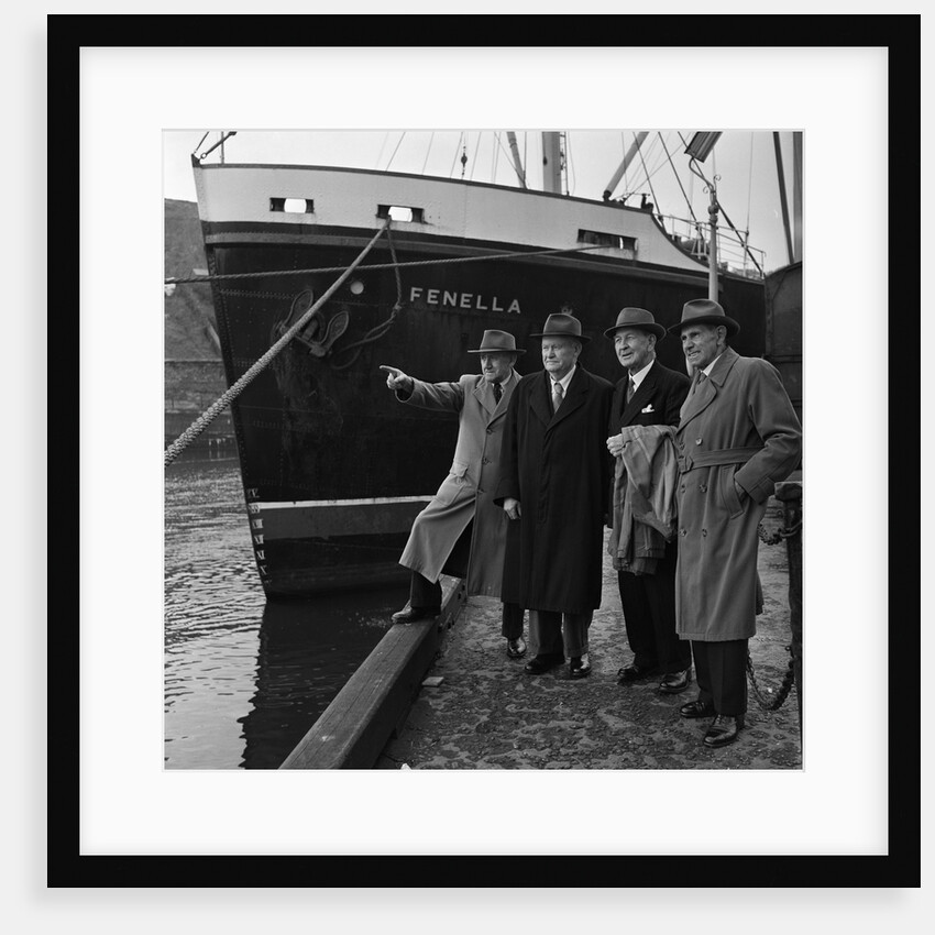 Isle of Man Steam Packet captains next to the ship 'Fenella' by Manx Press Pictures