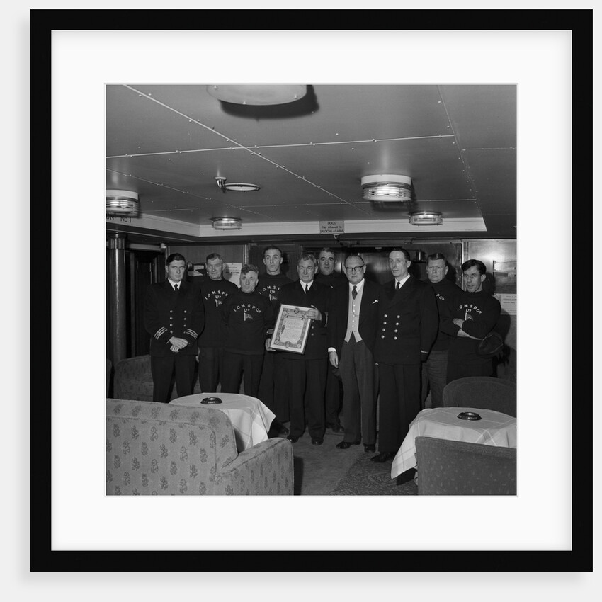 Presentation to Isle of Man Steam Packet Company crew on the 'Manxman' by Manx Press Pictures