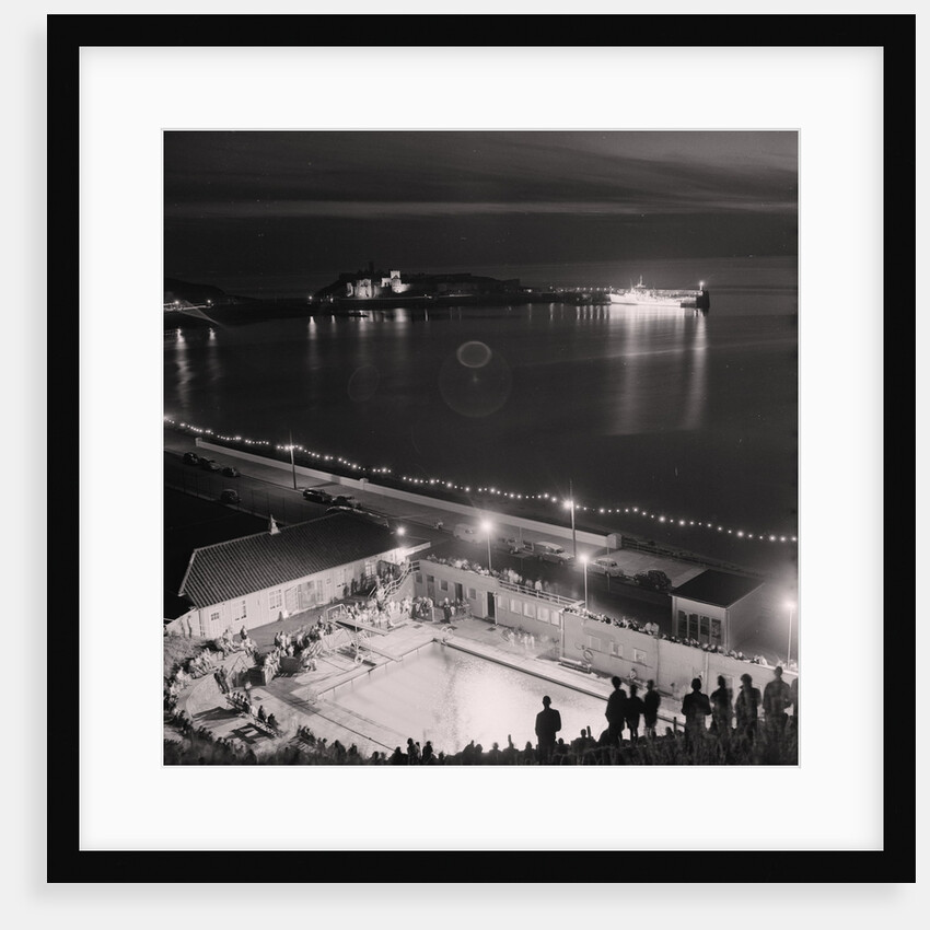 Peel Swimming Pool at night by Manx Press Pictures