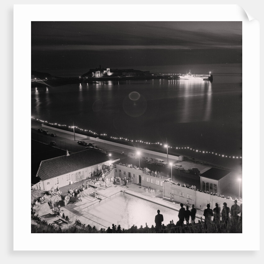 Peel Swimming Pool at night by Manx Press Pictures