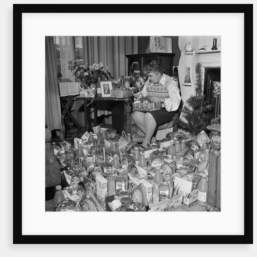 Woman with Christmas hampers, Isle of Man by Manx Press Pictures